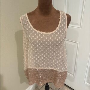 6 Degrees Cream and Gold Textured Tank Top